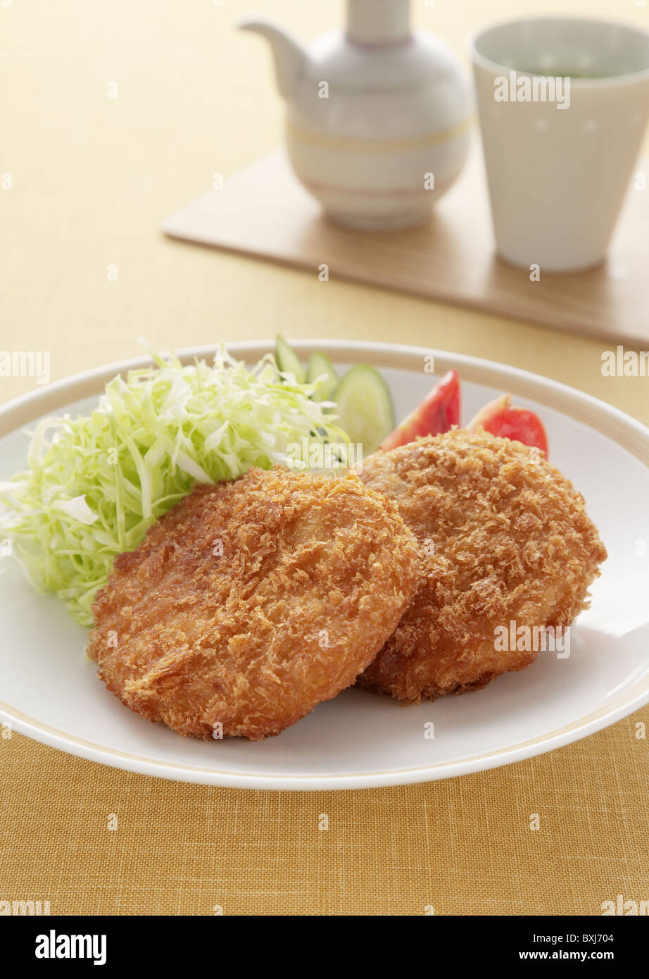Deep fried ground meat cutlet Stock Photo Alamy