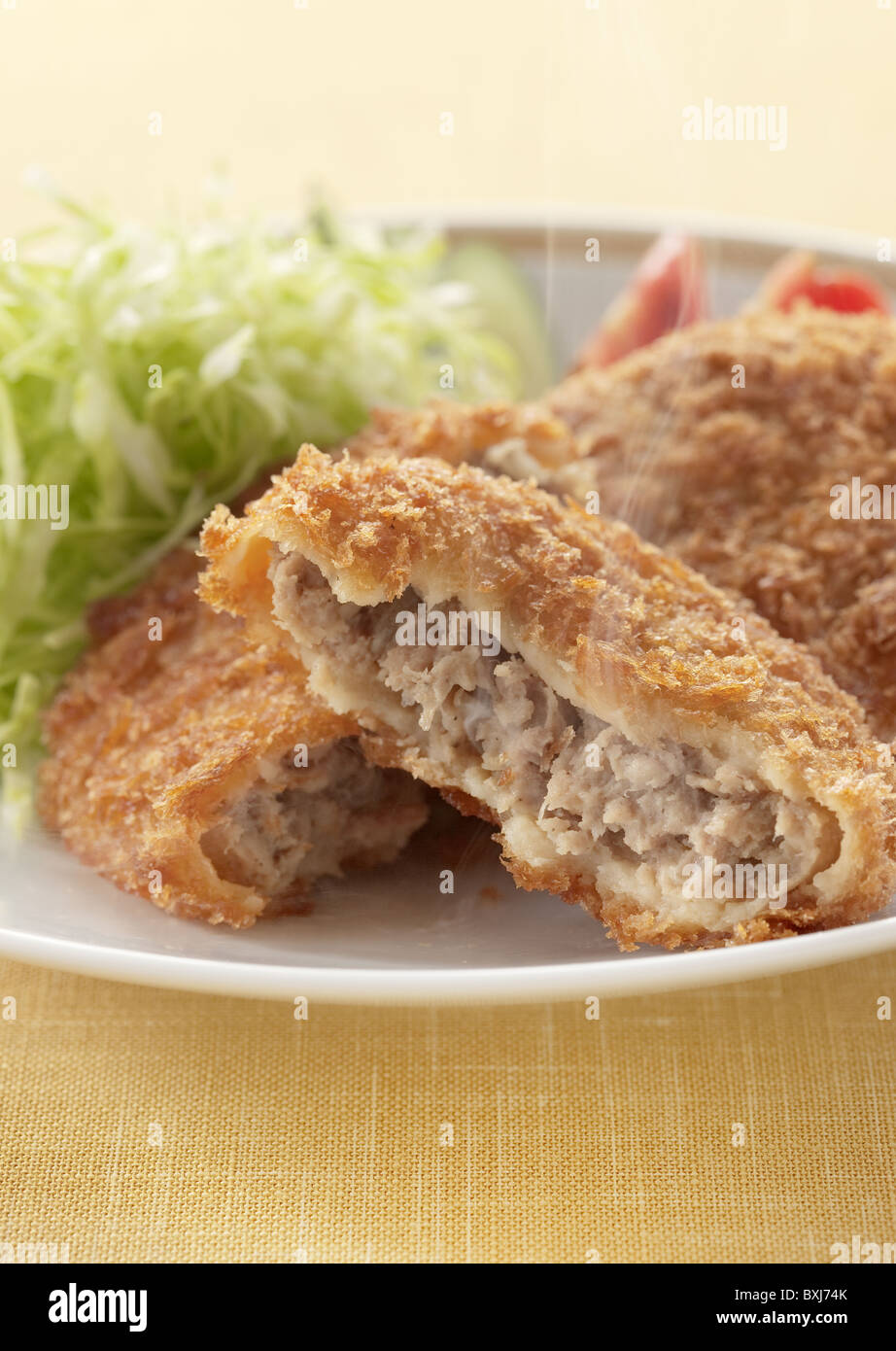 Deep fried ground meat cutlet Stock Photo Alamy