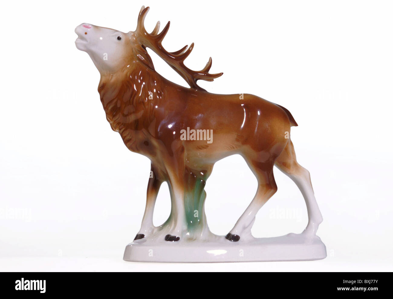 kitsch / souvenir, belling deer, porcelain sculpture, Germany, 1950s, Additional-Rights-Clearences-Not Available Stock Photo