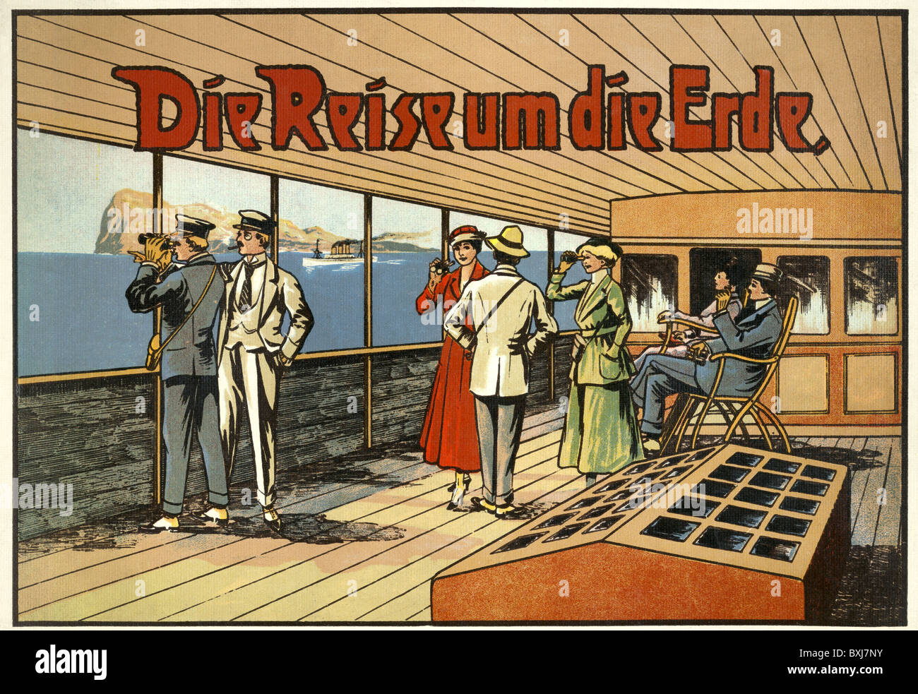 games, parlour game, 'Die Reise um die Erde' (The Trip around the World), Germany, circa 1913, Additional-Rights-Clearences-Not Available Stock Photo