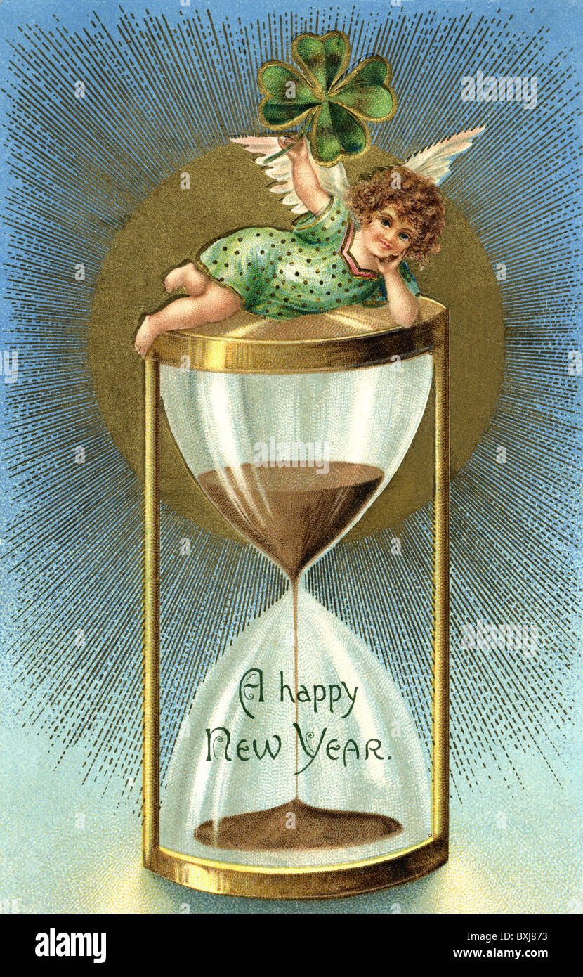 festivity, New Year, A Happy New Year, lithograph, picture postcard, USA, 1905, Additional-Rights-Clearences-Not Available Stock Photo