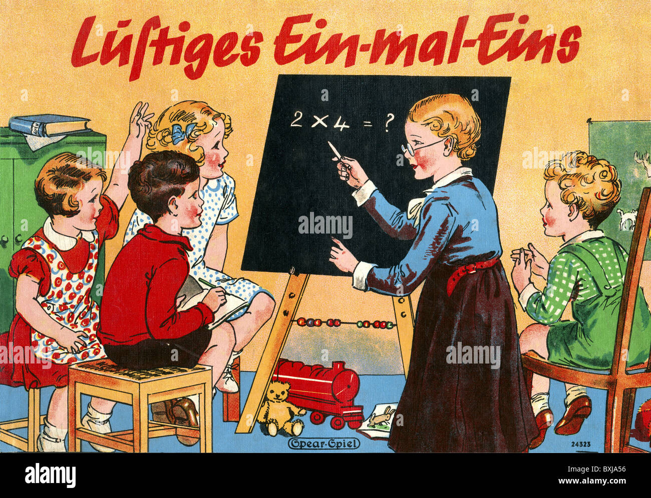game, parlour games, 'Lustiges Ein Mal Eins' (Funny multiplication table), Germany, circa 1930, Additional-Rights-Clearences-Not Available Stock Photo