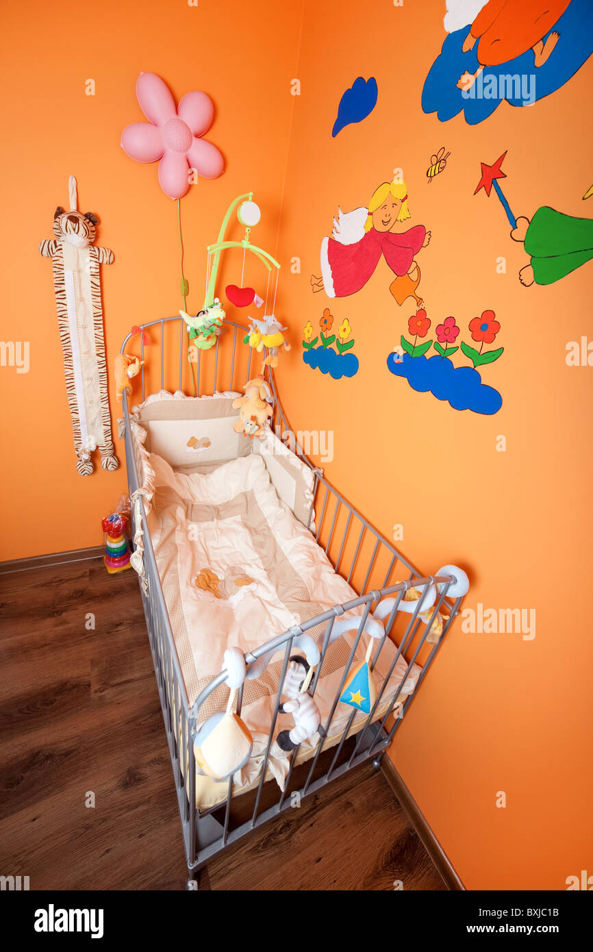 Ultra-wide shoot of a small baby room Stock Photo