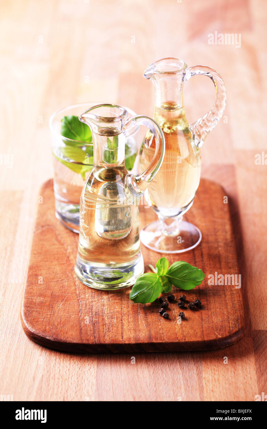 Bottles of cooking oil and vinegar still life Stock Photo Alamy