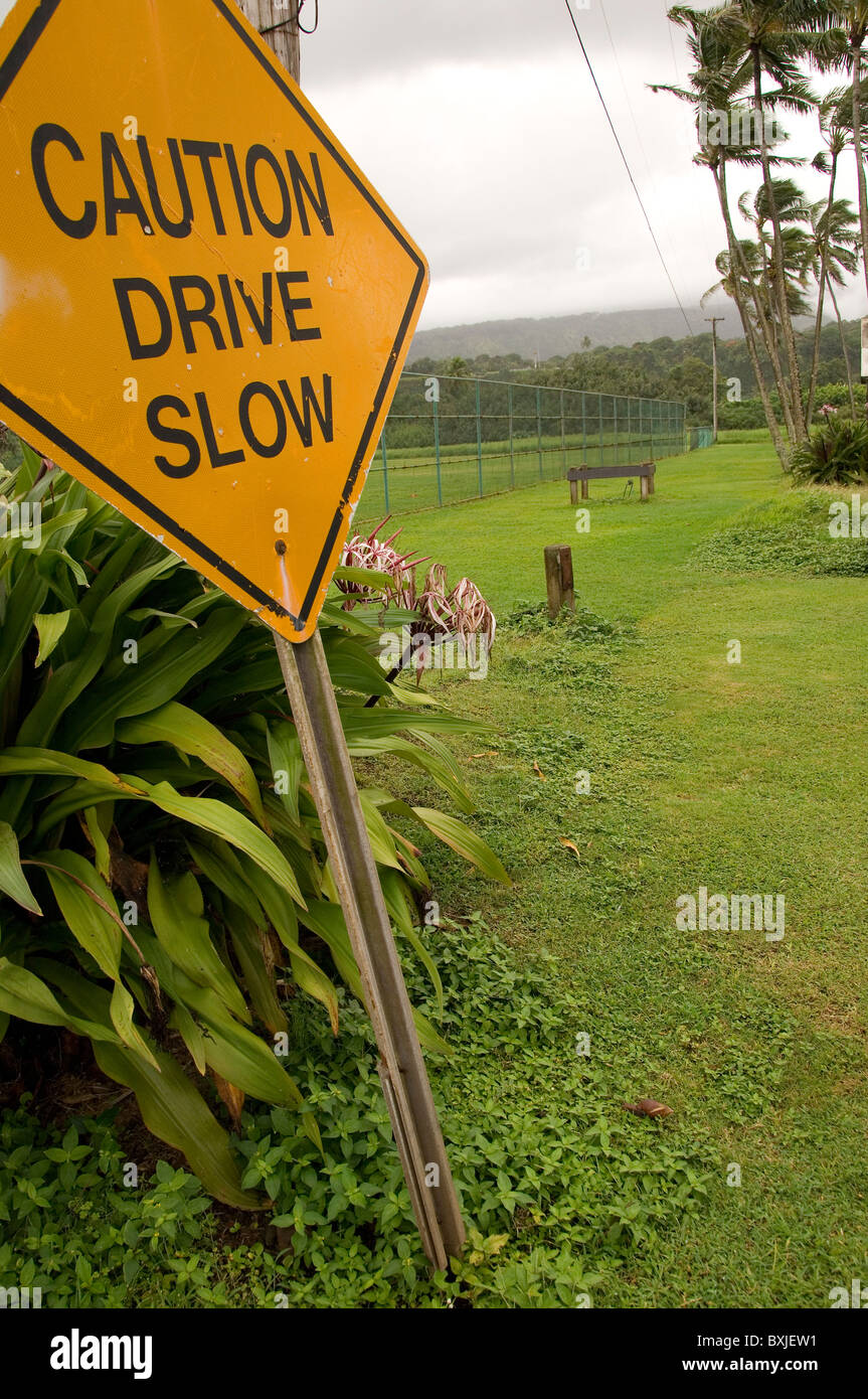 Caution Drive Slow Sign Stock Photo Alamy