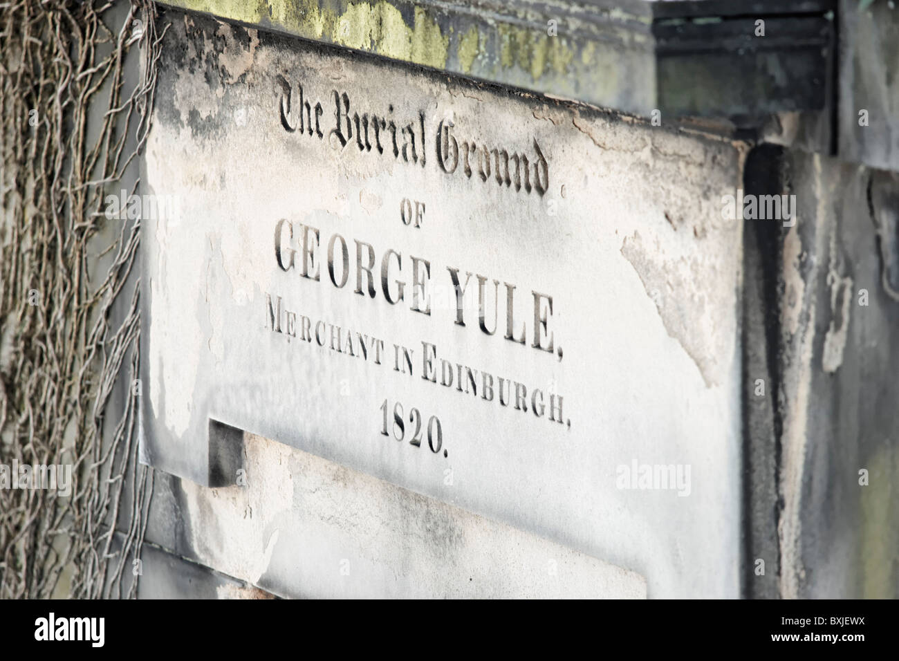 The Burial Ground of George Yule, an Edinburgh Merchant, in the New Calton Burial Ground, Edinburgh, Scotland, UK, Stock Photo