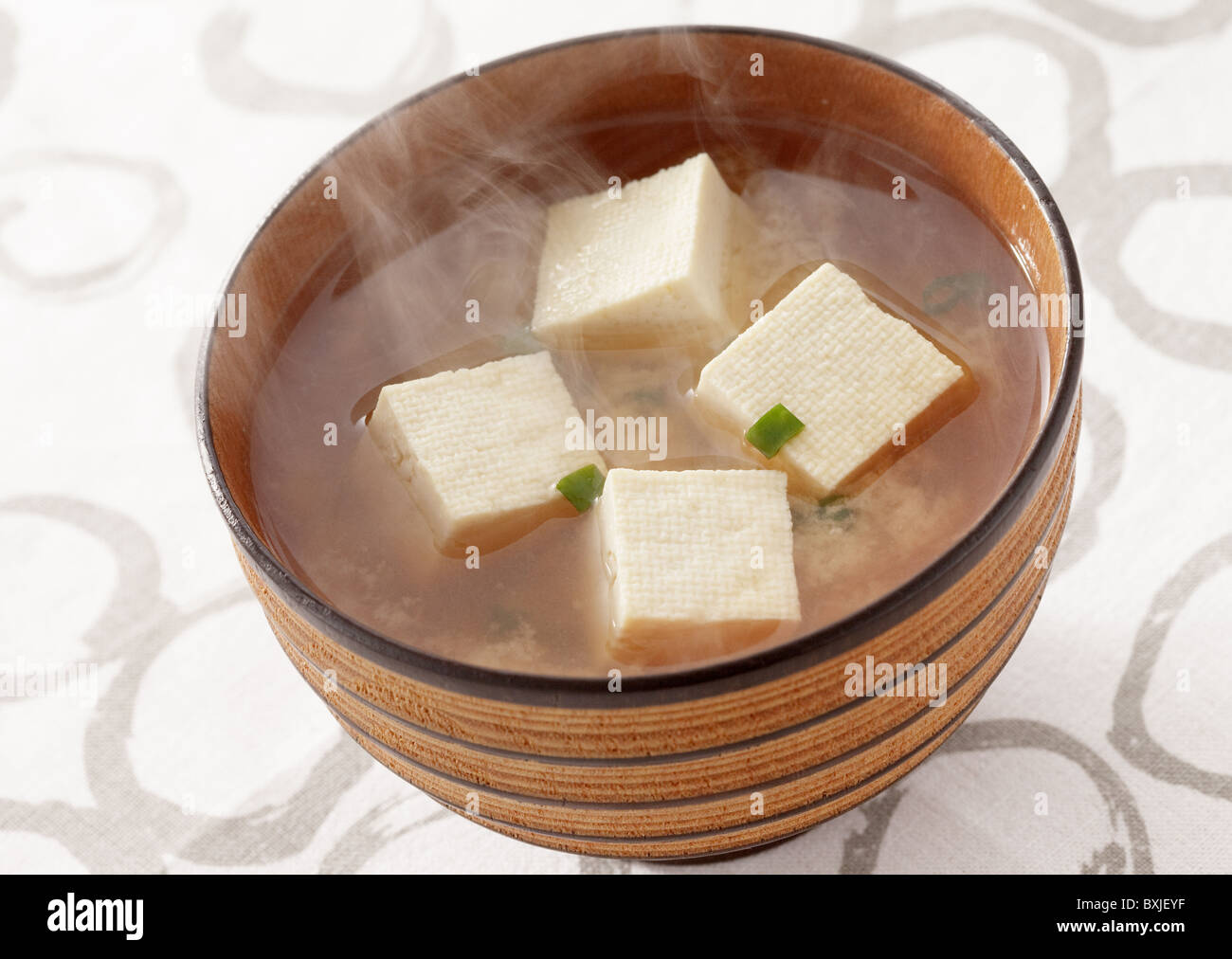Miso soup with cubed tofu Stock Photo