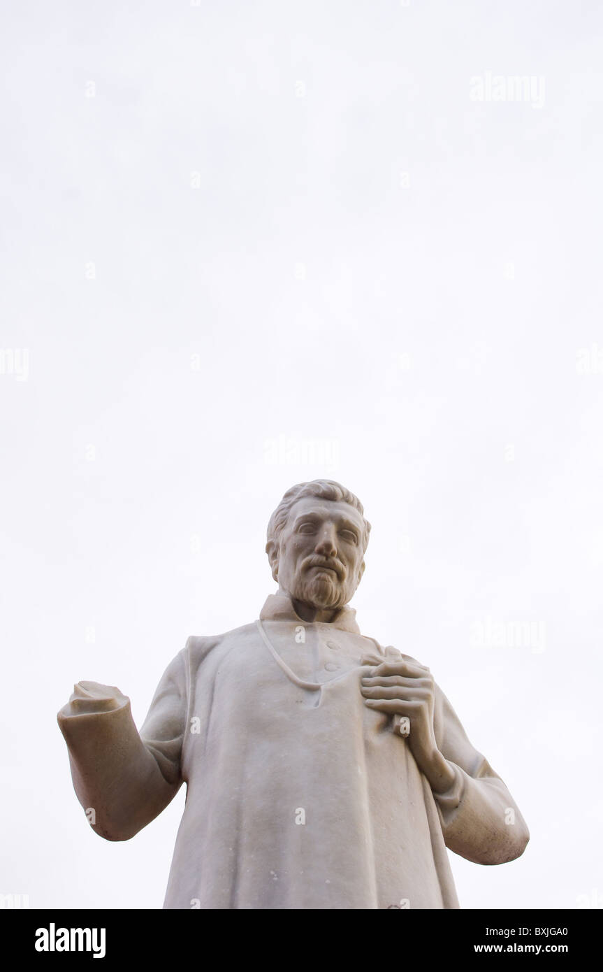 St. Francis Xavier statue with right arm missing, in Malacca, Malaysia