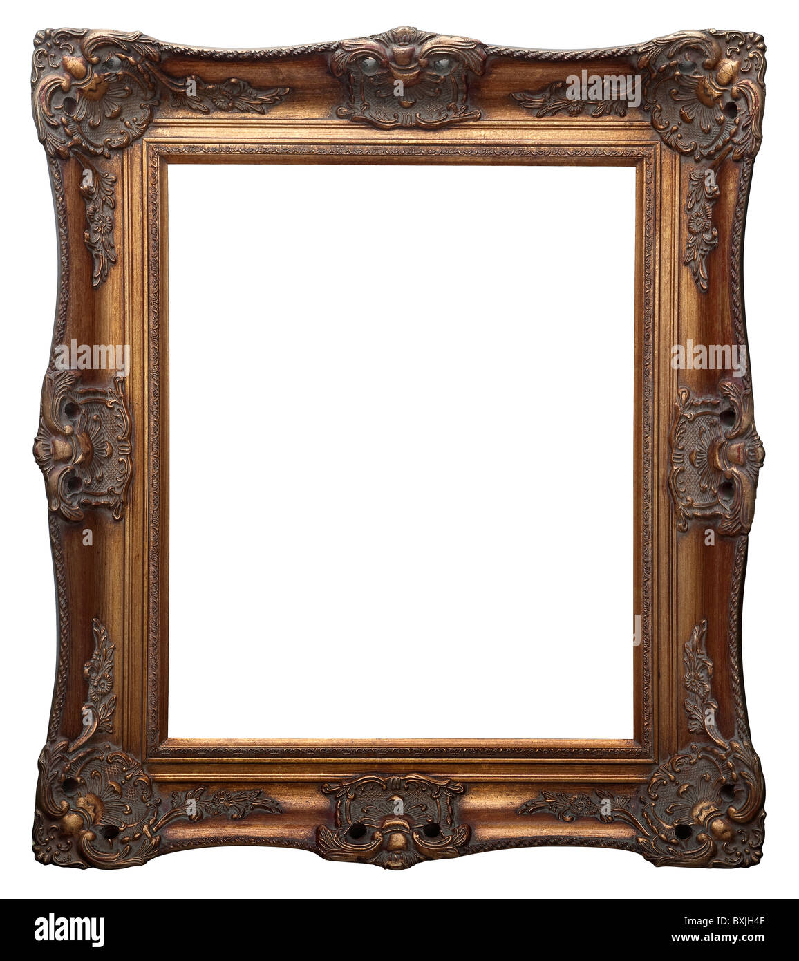 Wooden photo frame golden vintage (isolated with clipping path Stock Photo  - Alamy