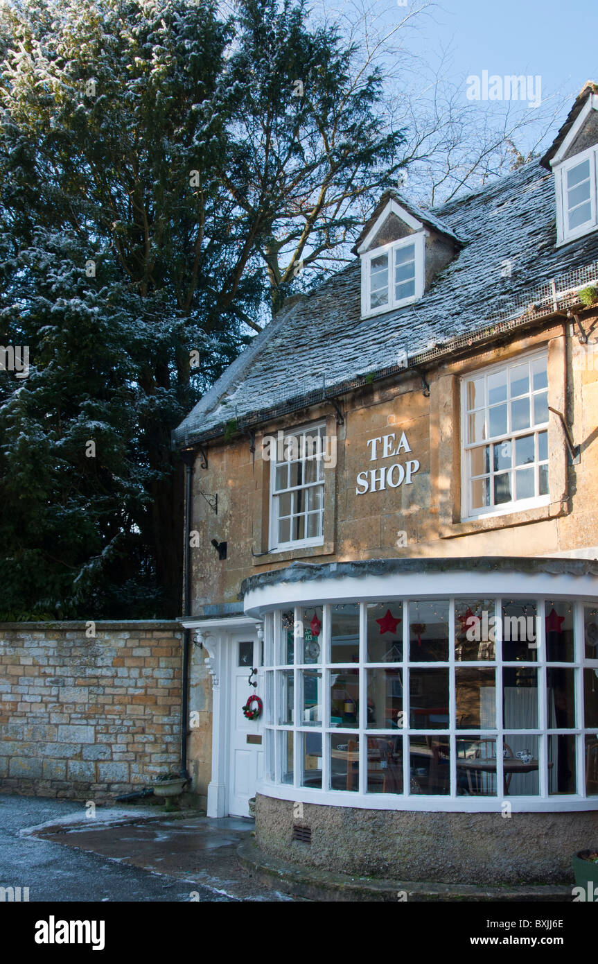 Tea shop in the Cotswold village of Stow-on-the-wold in Gloucestershire, England. Stock Photo