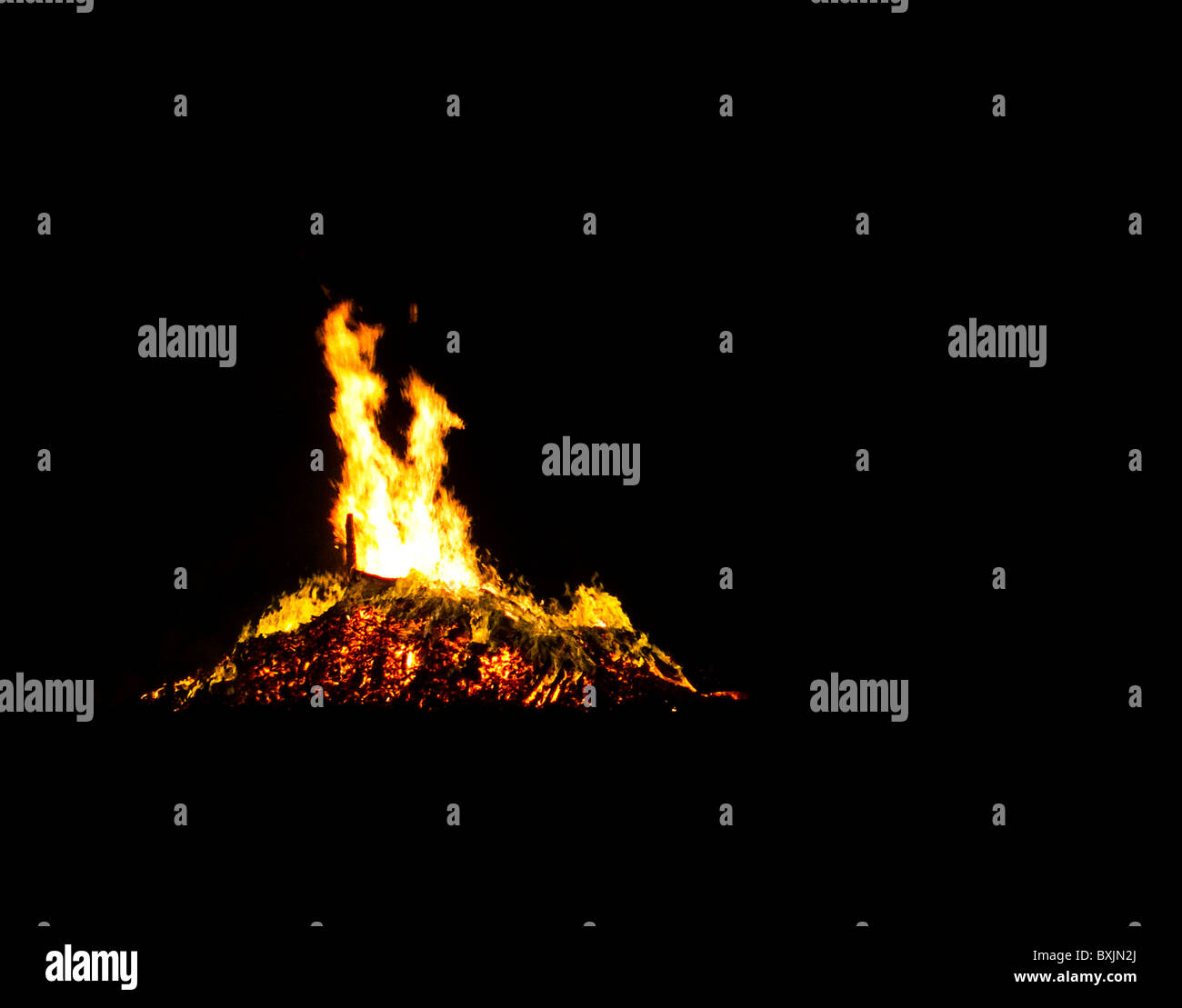 Bonfire against darkness Stock Photo