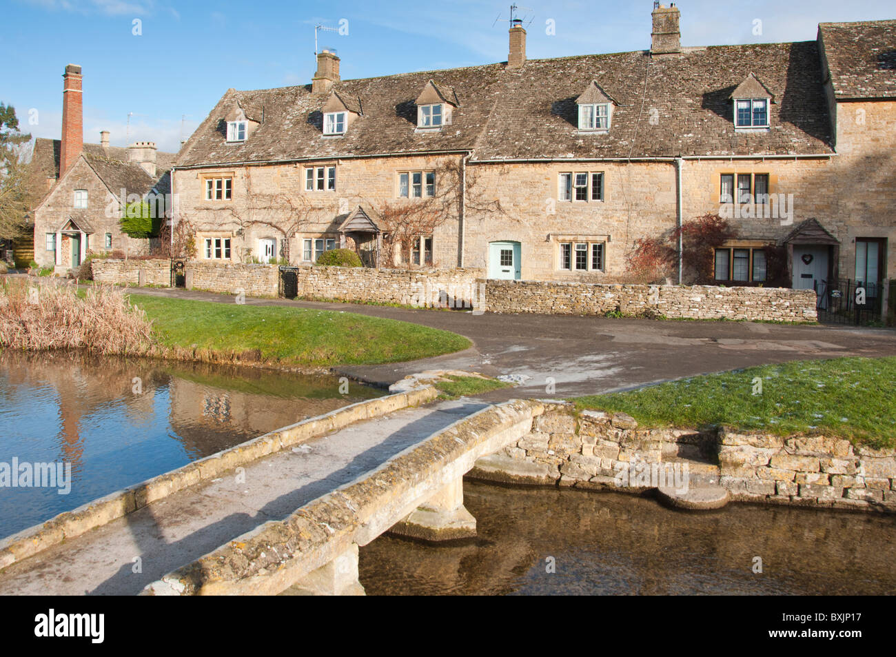 The scenic Cotswold village of Lower Slaughter in Gloucestershire, England. Stock Photo