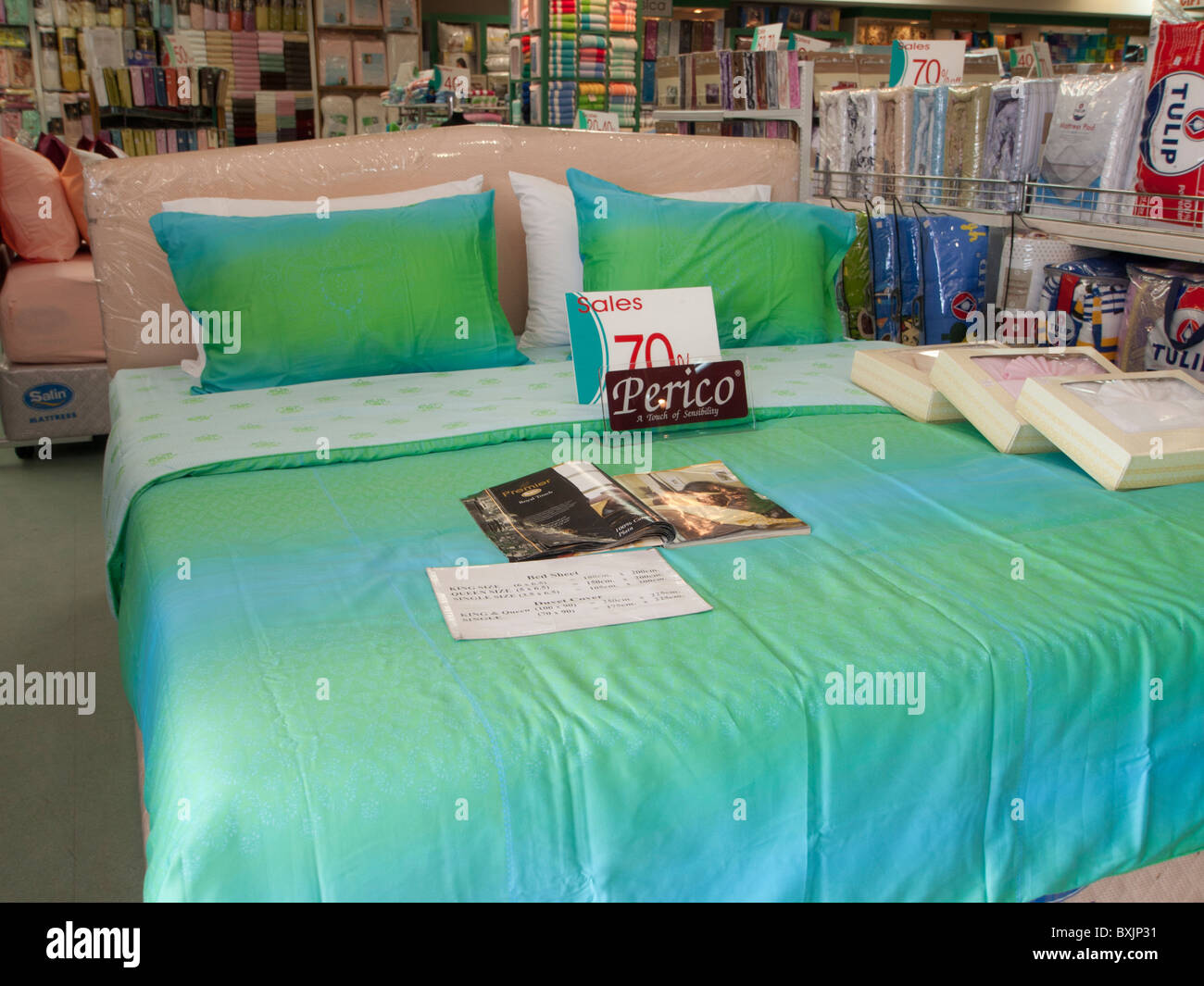 A bedding display on sale Stock Photo Alamy