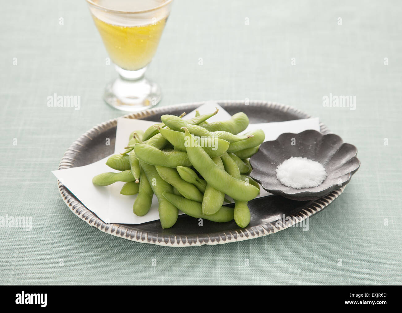 Boiled green soybeans Stock Photo Alamy