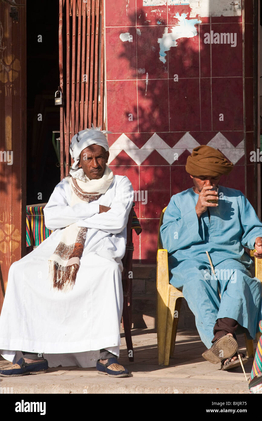 Egypt, Edfu. Carpet vendors in local in edfu near esna.Market Stock Photo