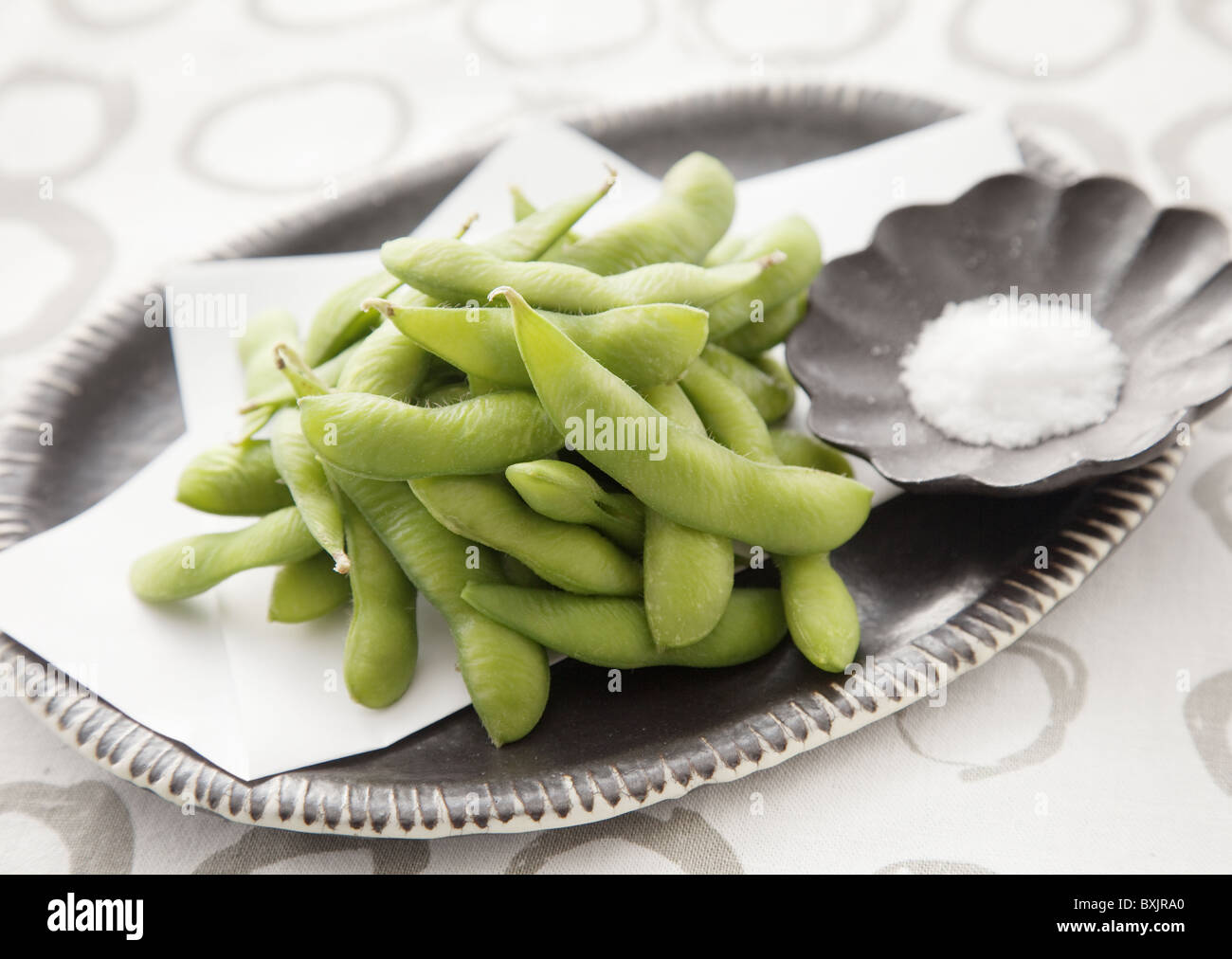 Boiled green soybeans Stock Photo Alamy
