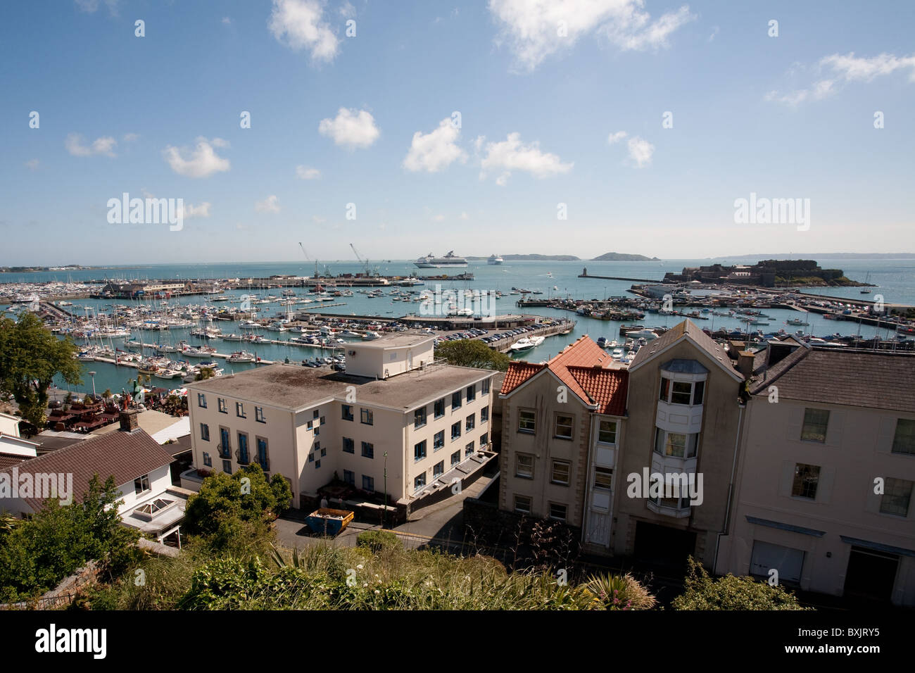 St Peters Port harbour and town Guernsey Stock Photo Alamy