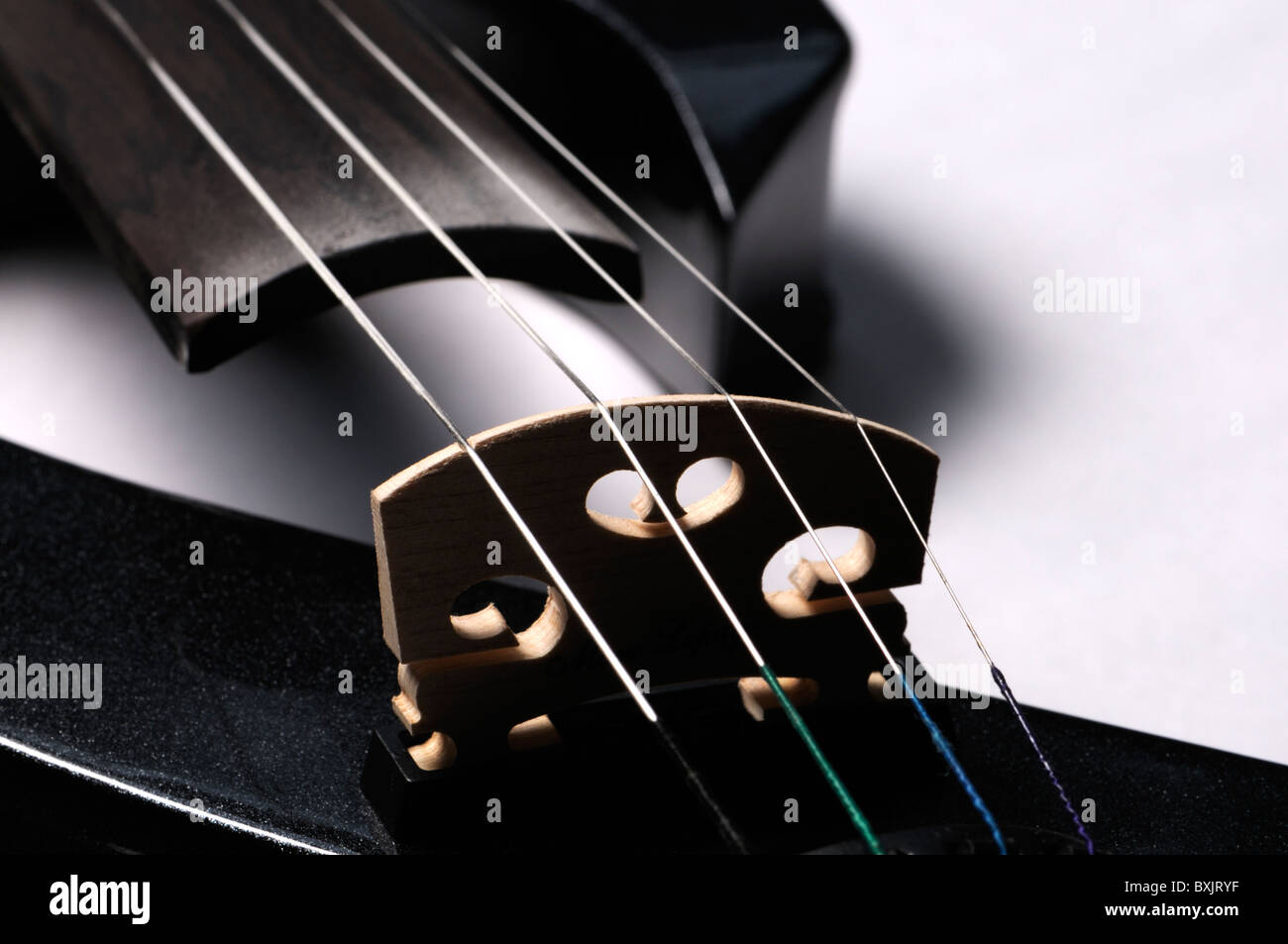 Electric Violin (Stag) Bridge and fingerboard Stock Photo Alamy