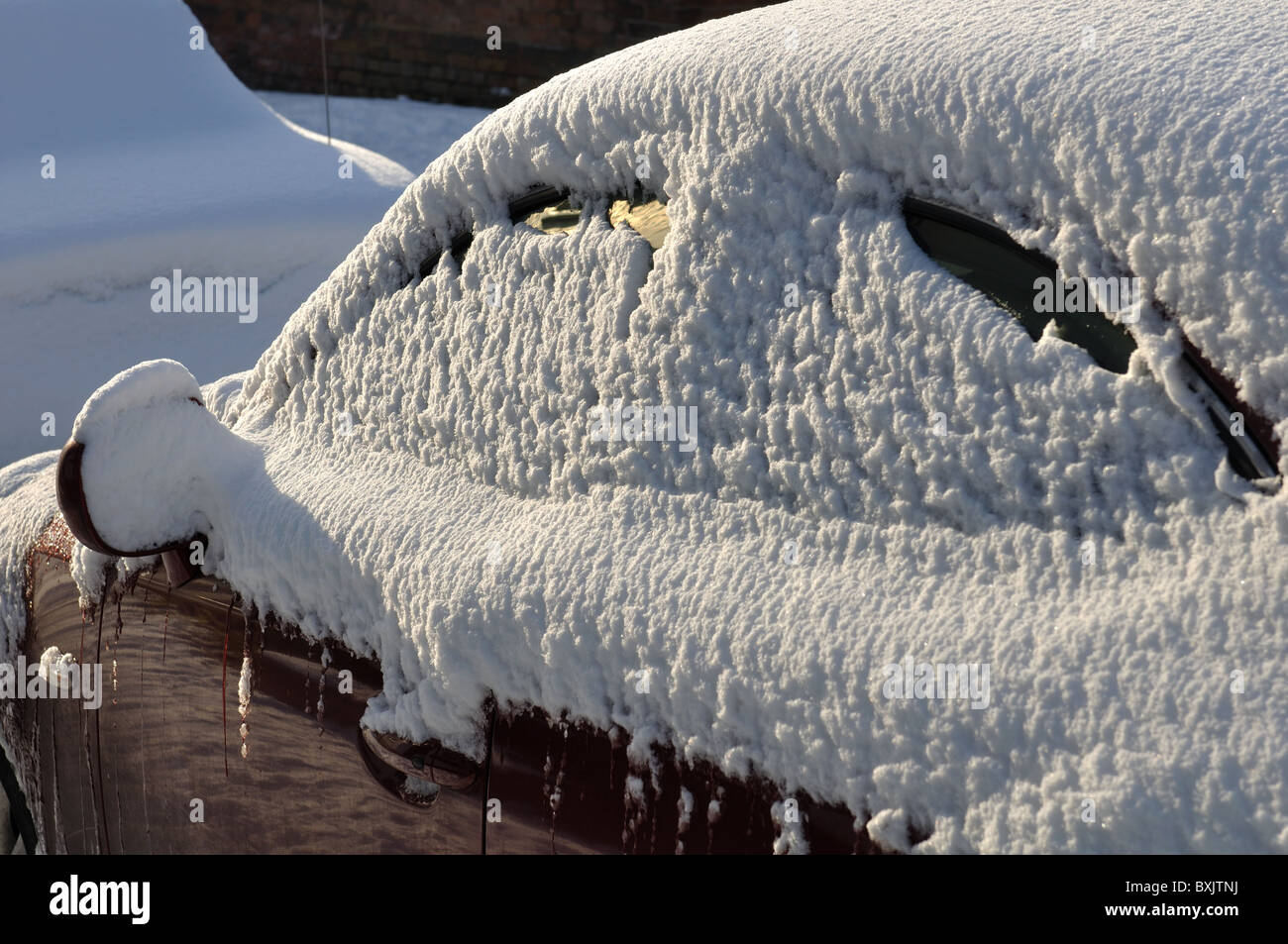Car with snow on Stock Photo - Car With Snow On BXJTNJ