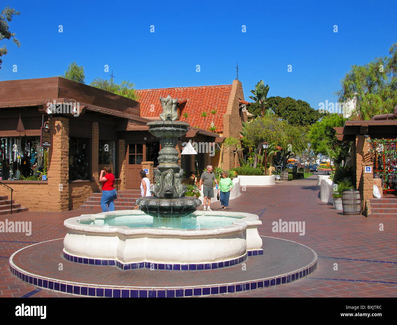 The fountain on the center square of the Seaport Village in San Diego, California, USA. Stock Photo