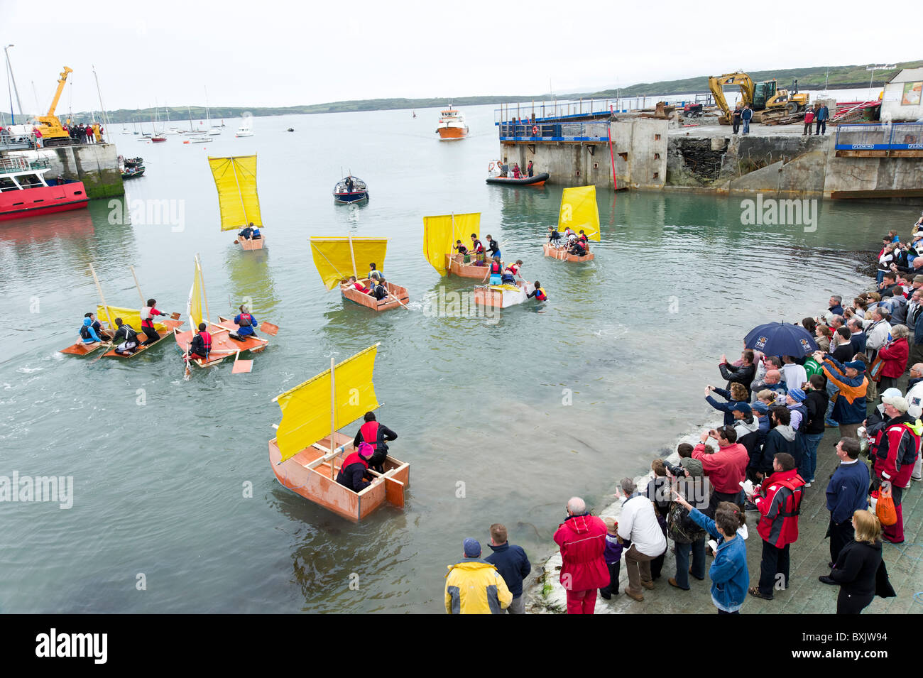 Fun race at the wooden boat festival in Baltimore, County Cork, Ireland Stock Photo