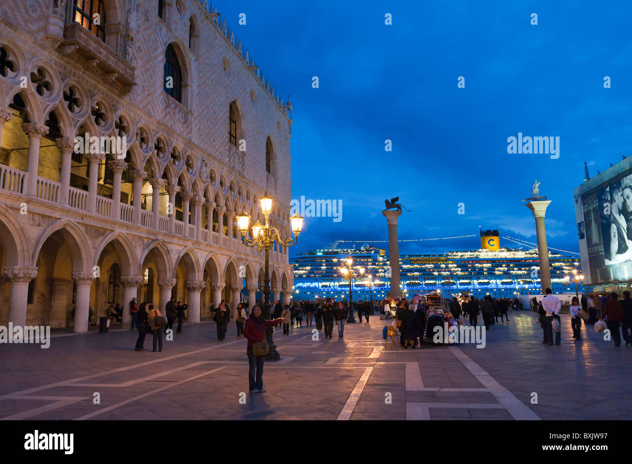 Cruise ship passing by Piazza San Marco Venice Italy Stock Photo