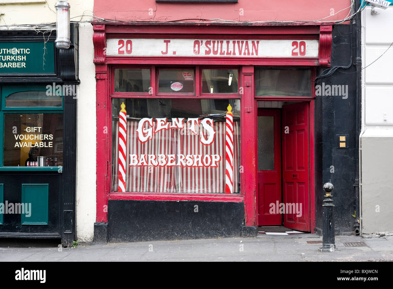 Traditional barbershop in Cork, County Cork, Ireland Stock Photo