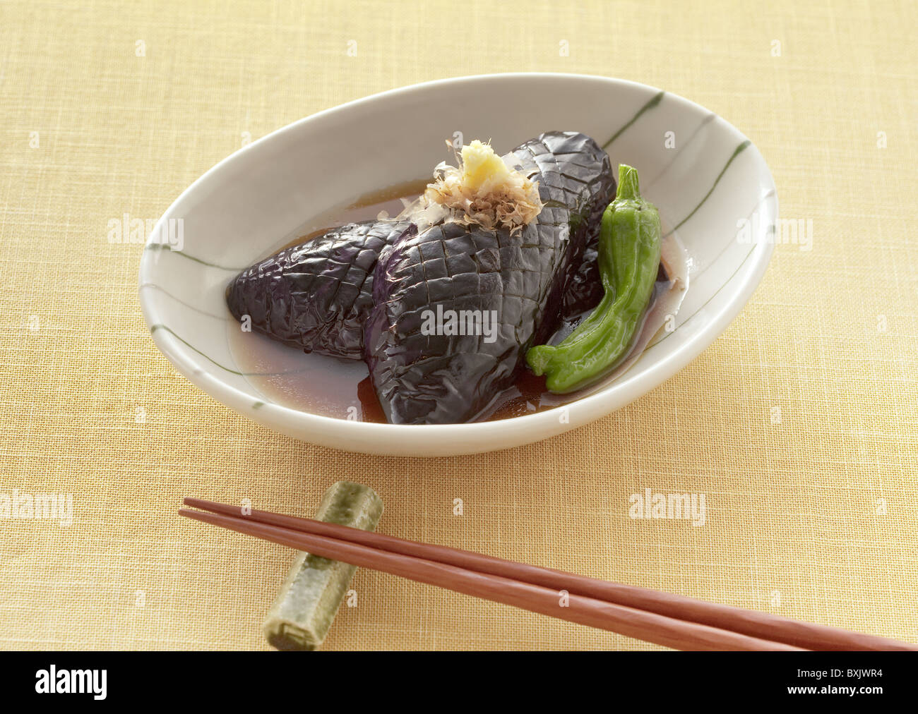 Aubergine simmered in soy sauce Stock Photo Alamy