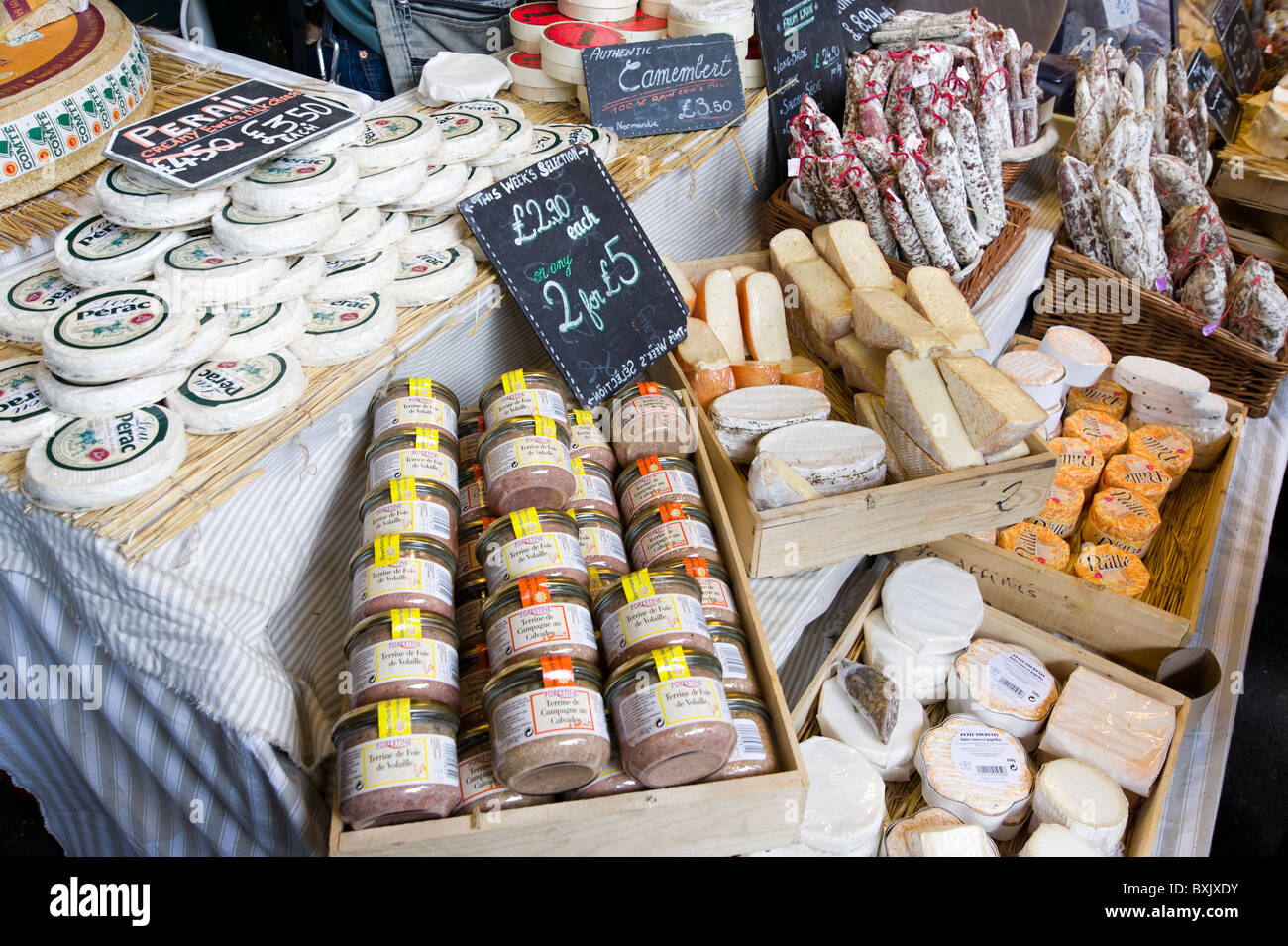 French food stall in Borough Market, London, England, UK Stock Photo