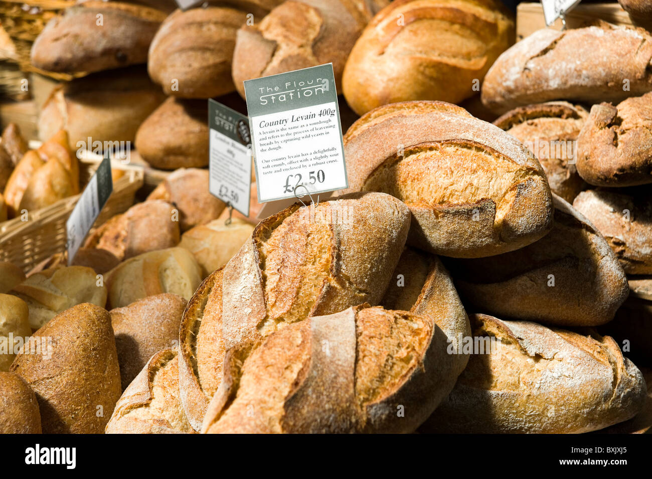 Speciality bread in Borough Market, London, England, UK Stock Photo