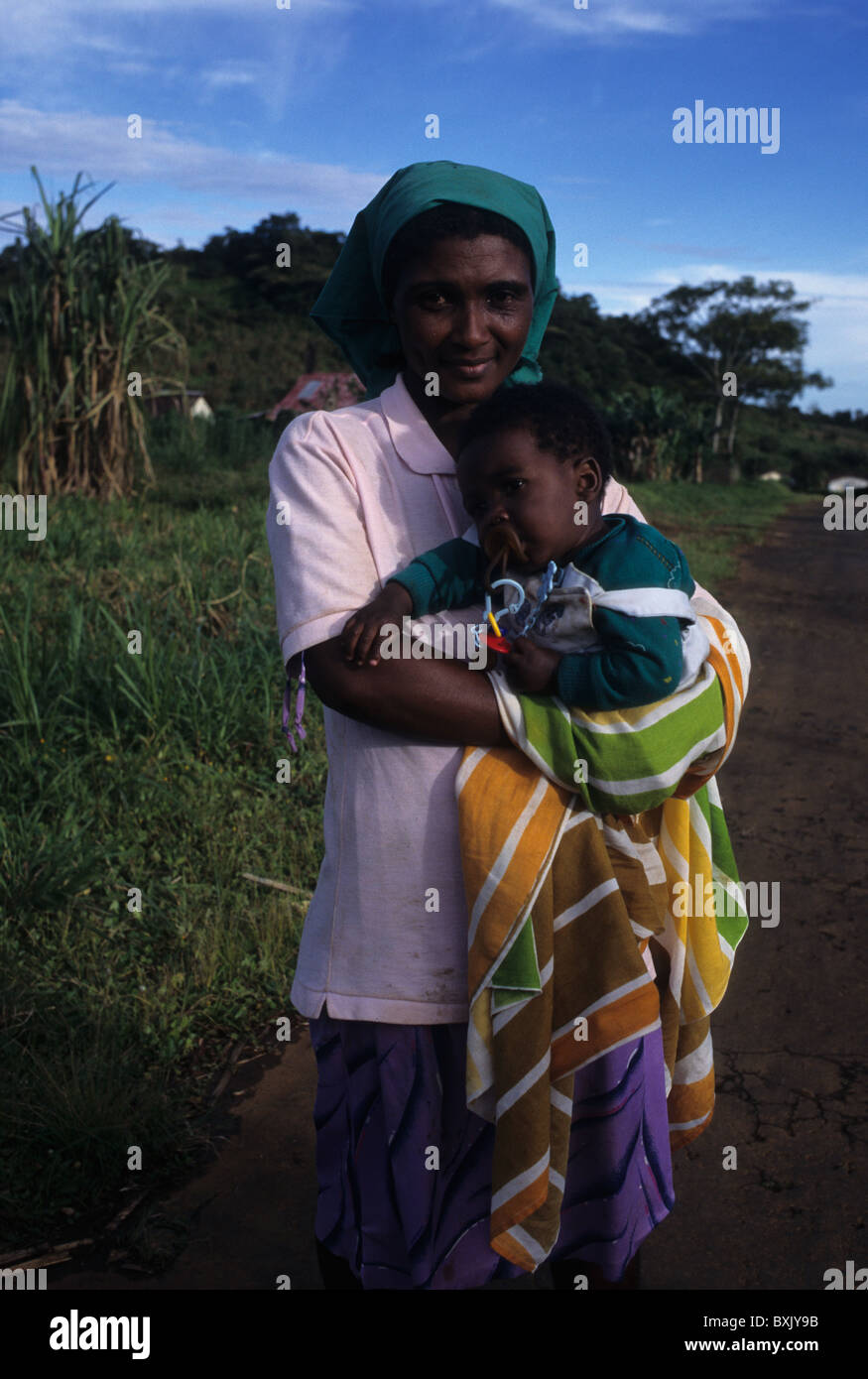 Bubi women and baby  MOCA South Bioko Island  EQUATORIAL GUINEA Stock Photo