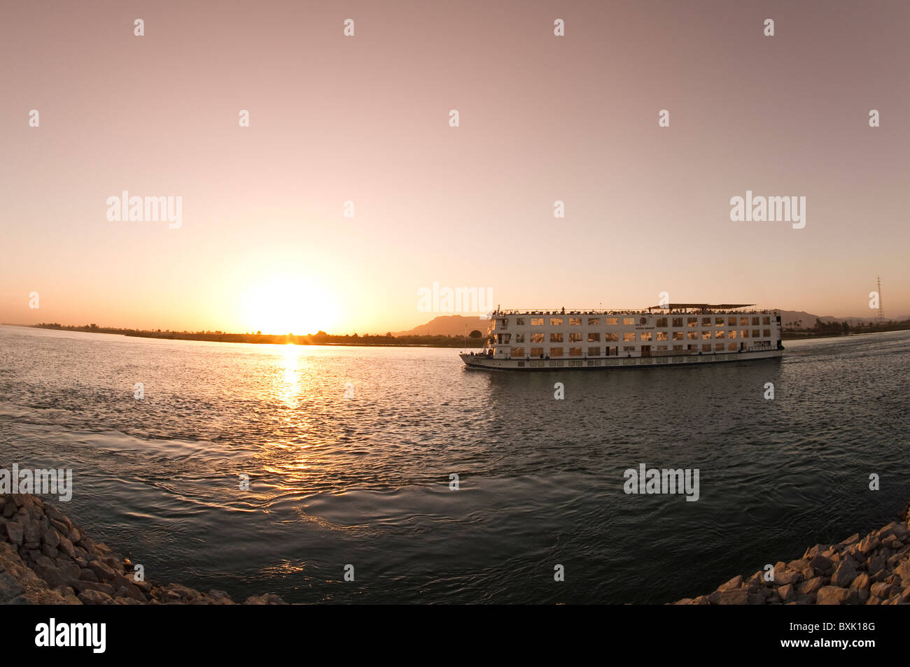 Egypt, Luxor. Nile cruise ship at sunset Stock Photo Alamy