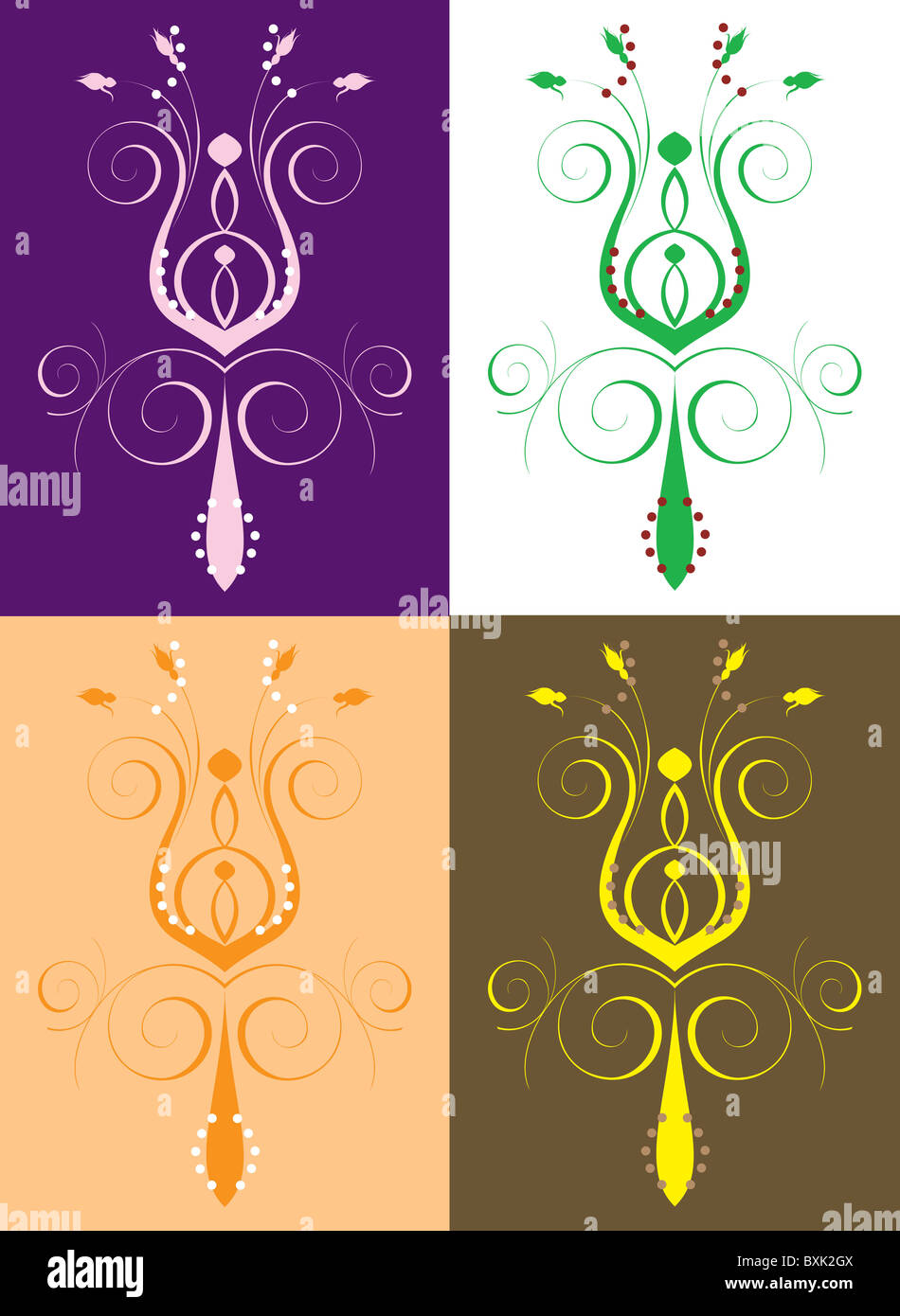 Vector Illustration of seamless background. Abstract Flower Set 2 Stock ...