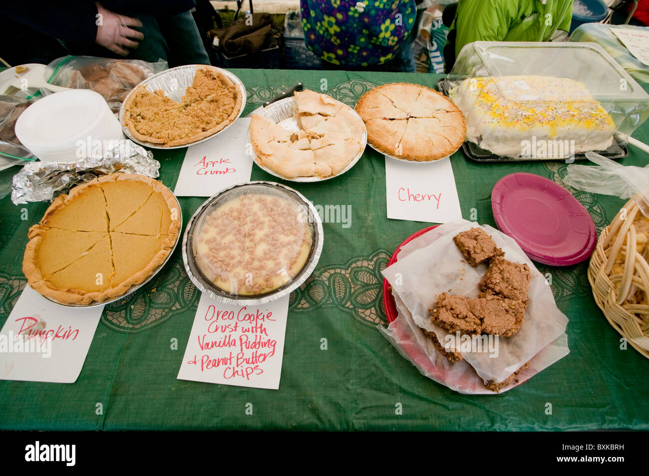 Pies and brownies for sale at a farm auction Stock Photo Alamy