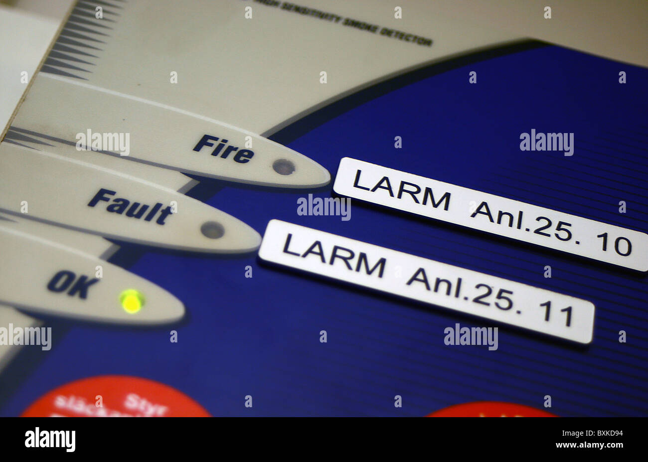 Fire alarm panel, green OK Stock Photo Alamy