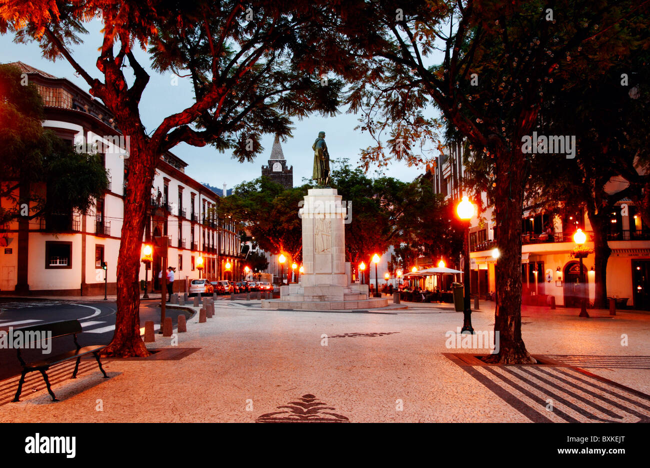 Funchal On Madeira At Dusk Stock Photo