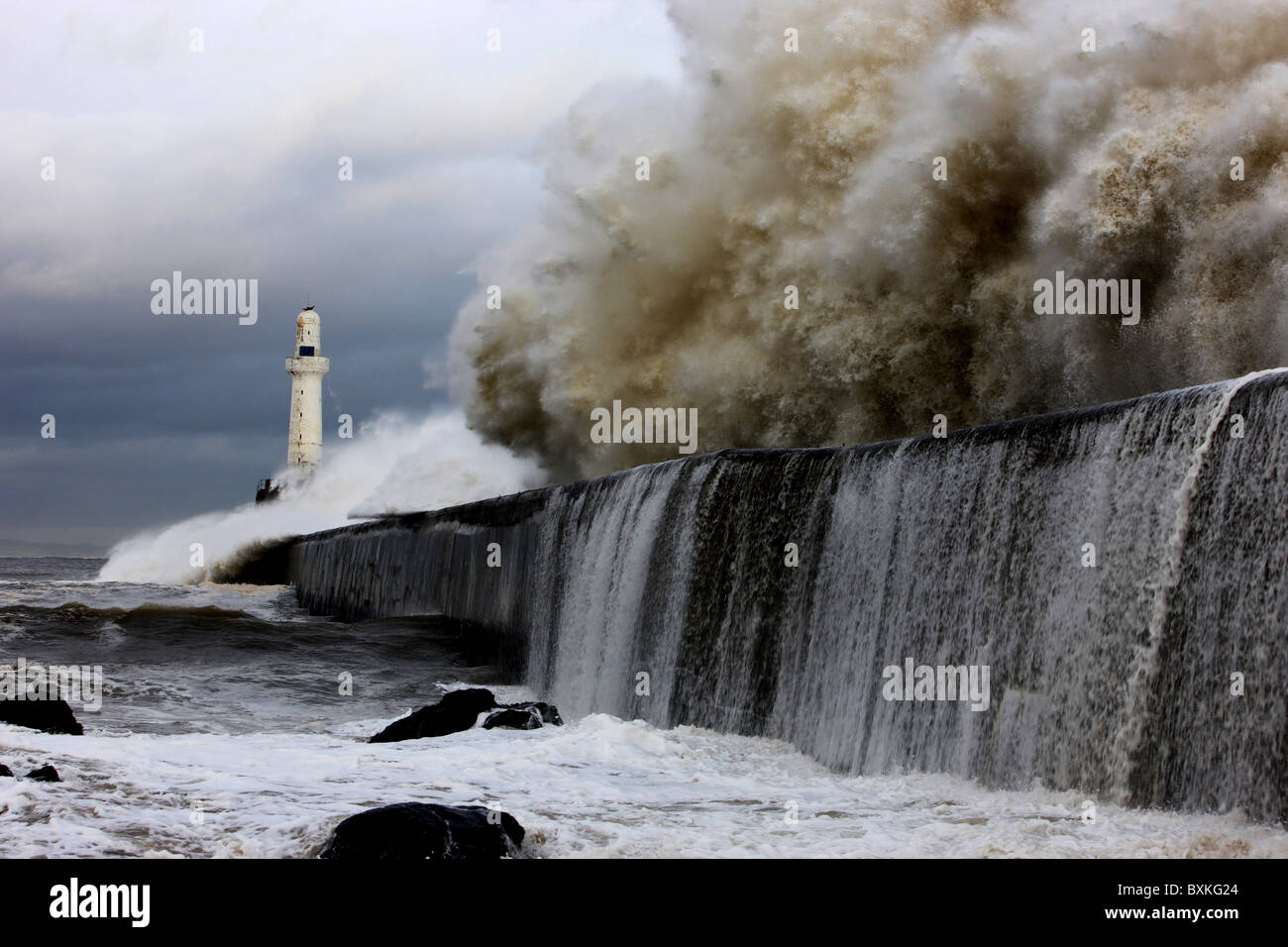 Aberdeen Breakwater Storm Stock Photo