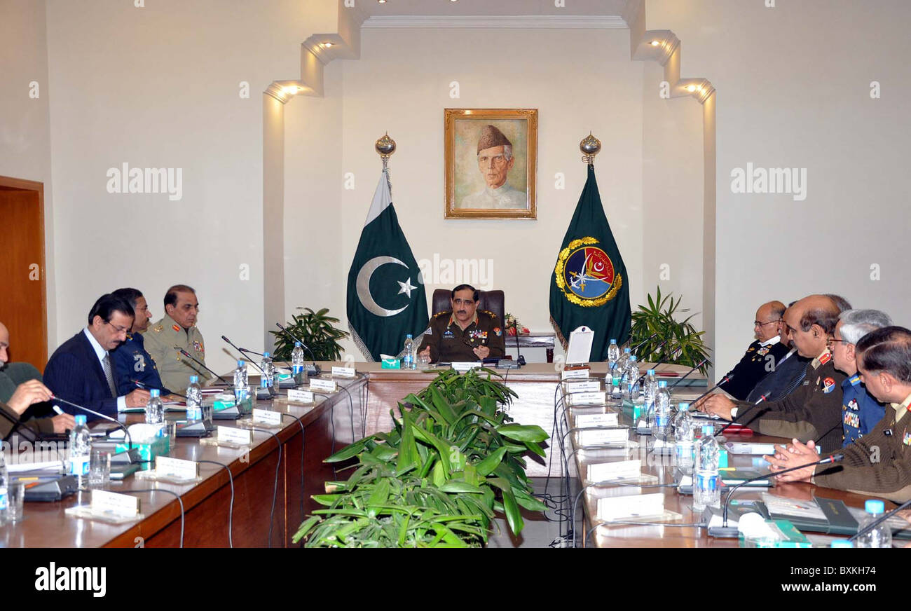 Joint Chiefs of Staff Committee Chairman, Gen.Khalid Shamim Wynne presides over the JCSC meeting held in Rawalpindi Stock Photo