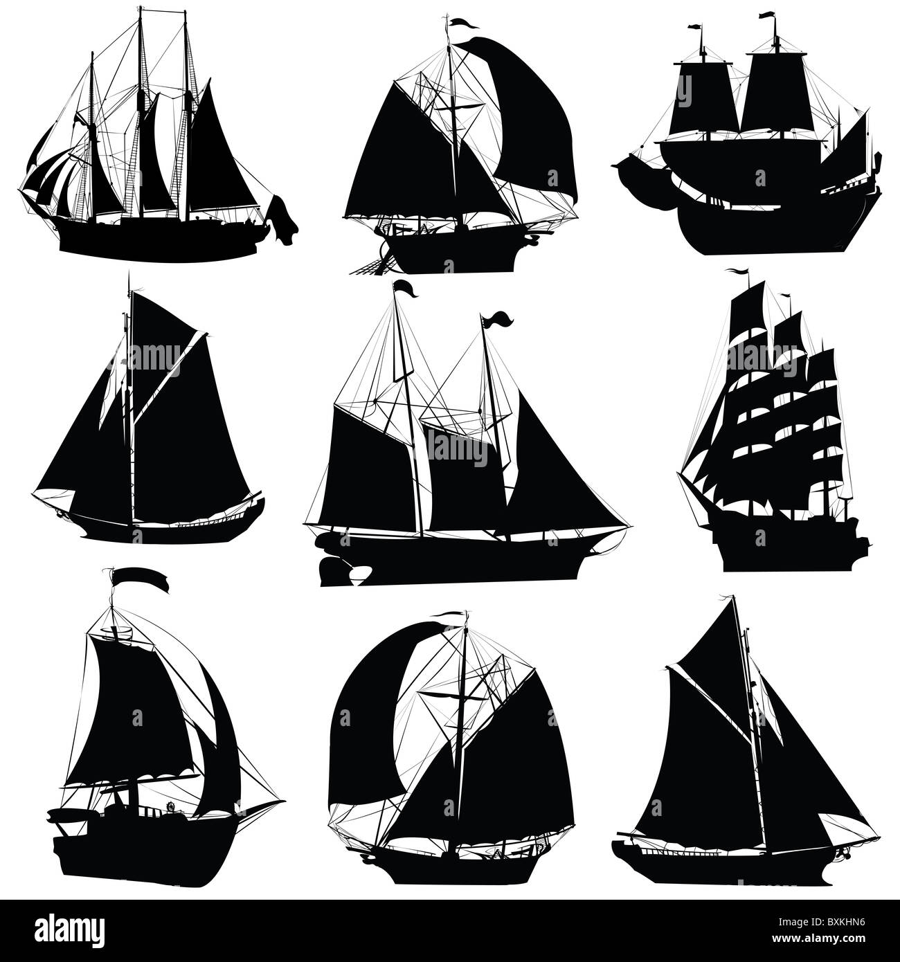 Sailing ships collection Stock Photo