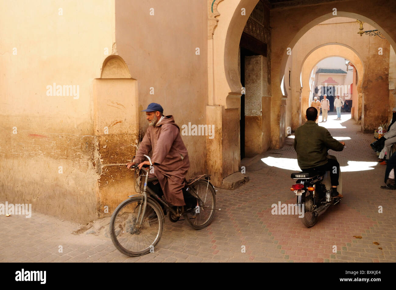 Street corner beside Ben Youssef Medersa Stock Photo