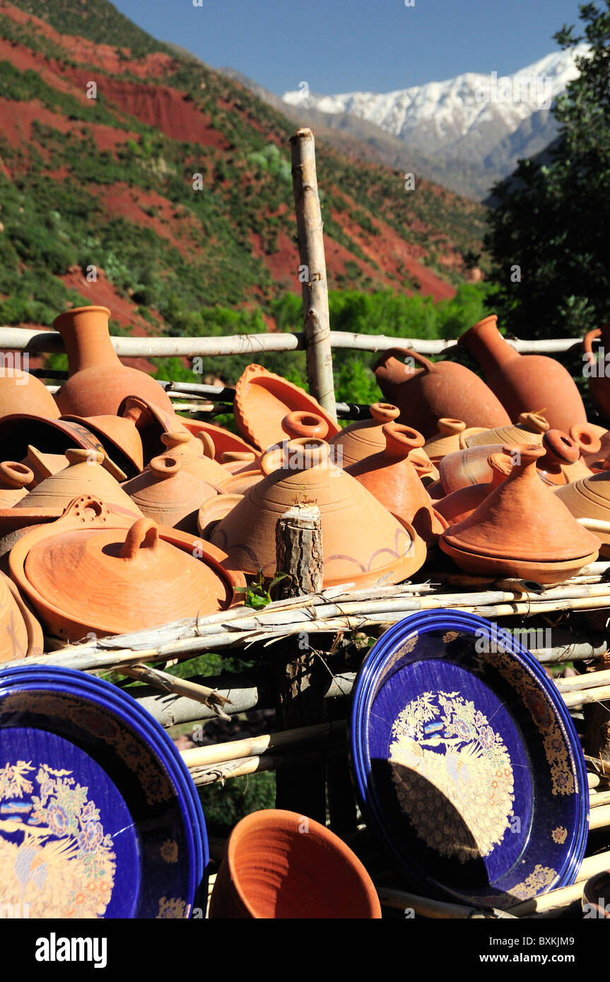 Ceramic stall, Oulmes, Ourika Valley Stock Photo
