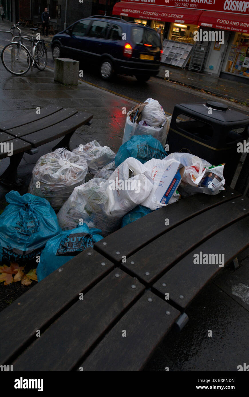 Commercial refuse bags ready for collection London UK Stock Photo Alamy