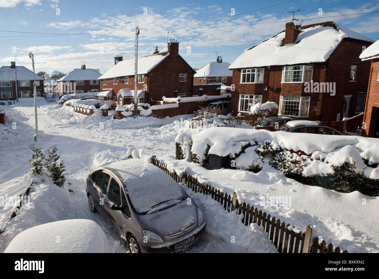 Snow scenes around Chesterfield Derbyshire East Midlands England after
