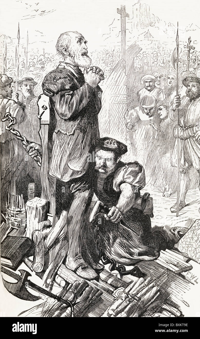 Rawlins White, 16th century Welsh fisherman, burned at the stake during the Marian Persecutions. Stock Photo