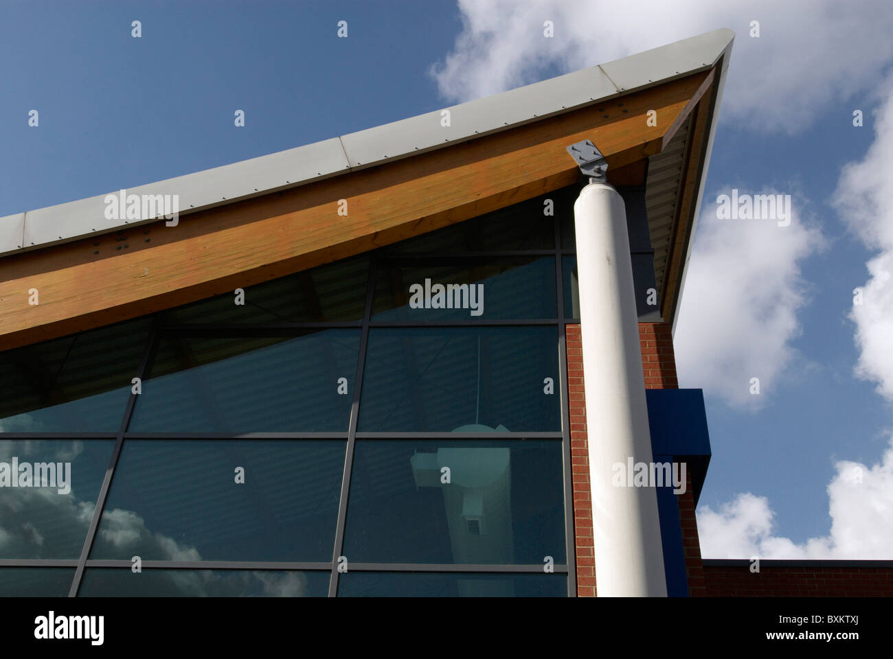 Arched roof of a modern swimming pool complex Norwich United Kingdom
