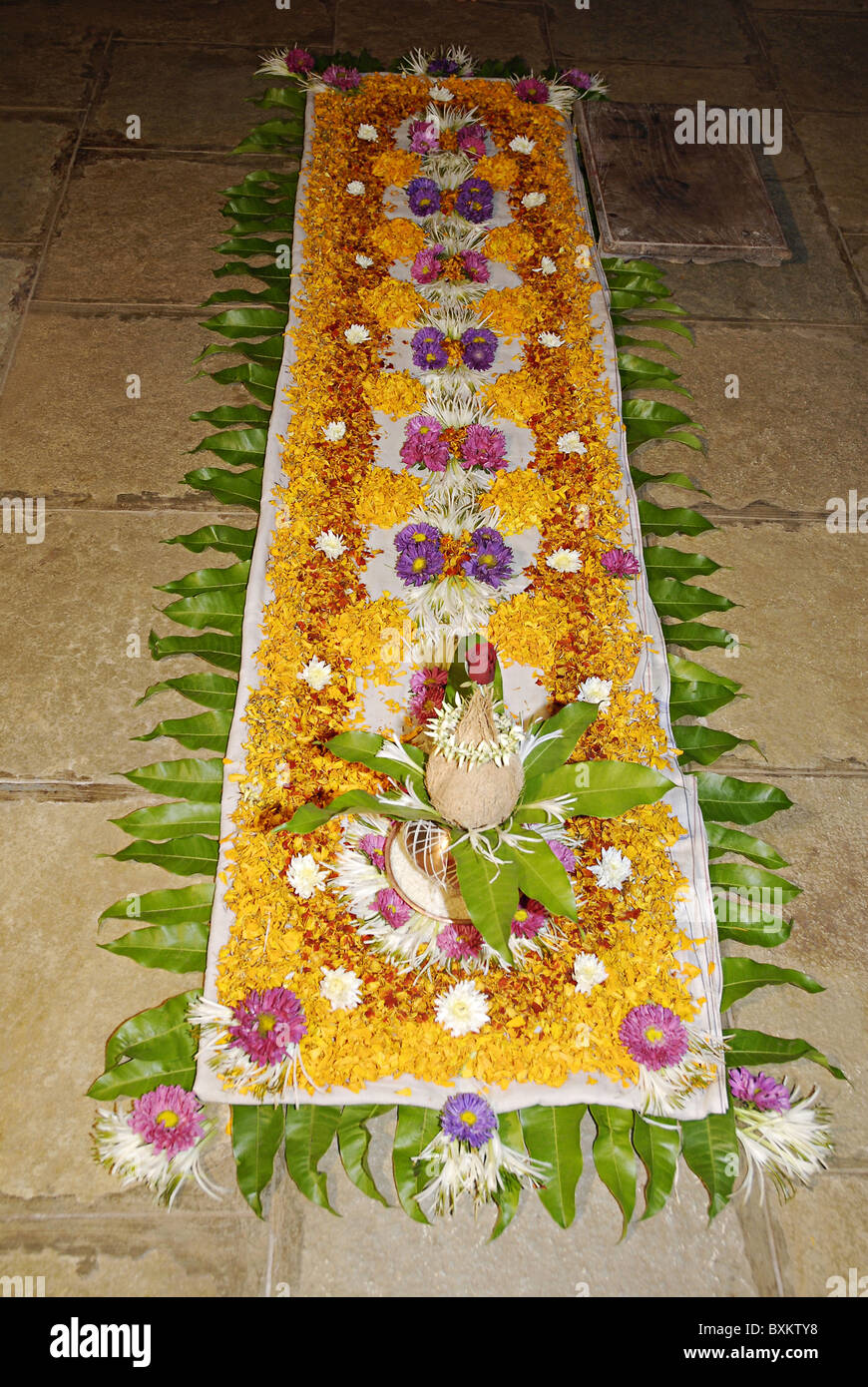 Saptapadi. An important ritual in Hindu wedding ceremony. Stock Photo