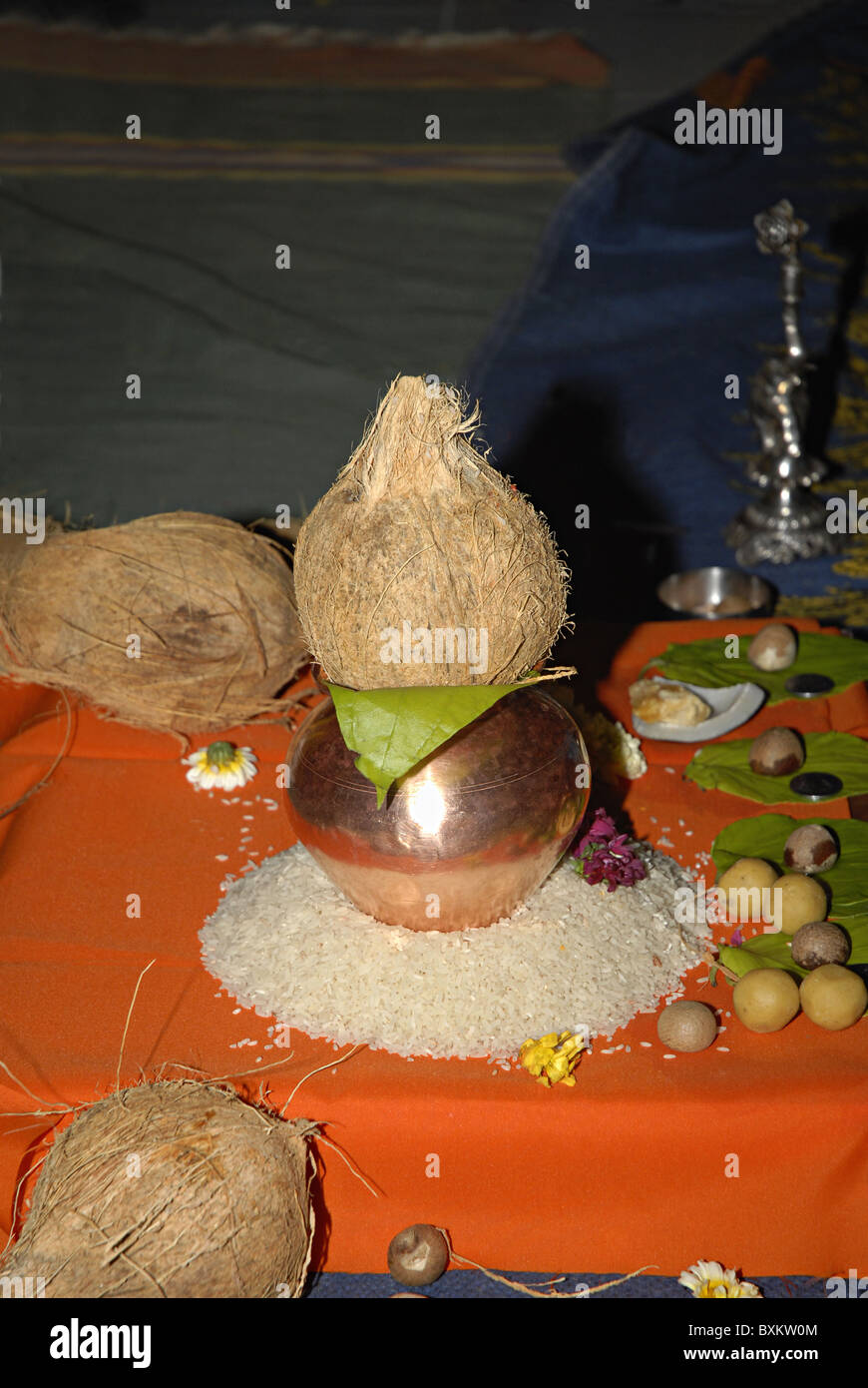 Kalash. A part of the pooja. Stock Photo