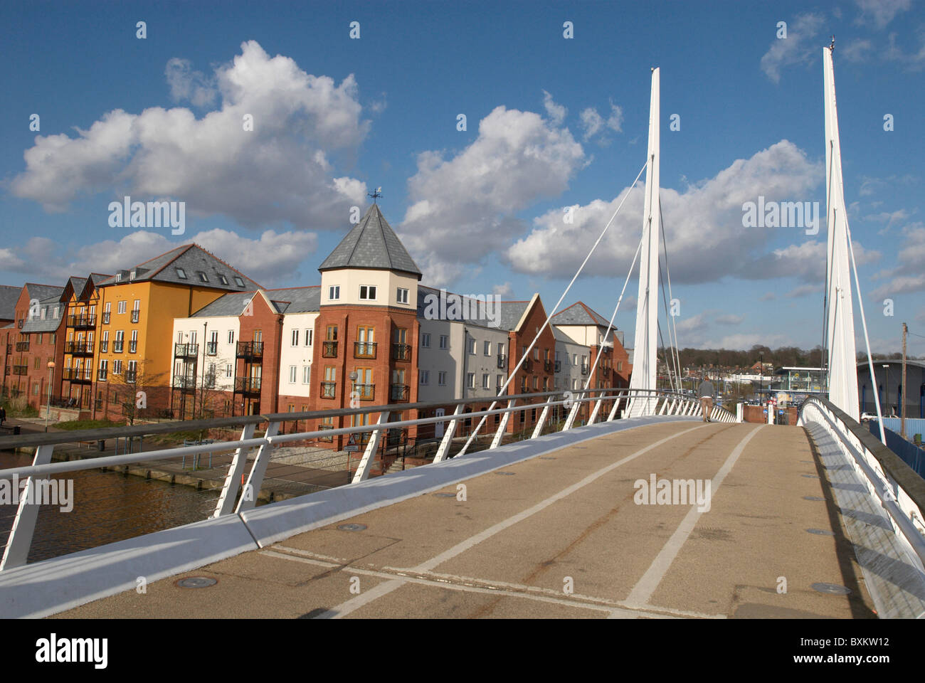 Norwich Riverside Bridge Footbridge crossing in the redeveloped Riverside Quarter of Norwich ...