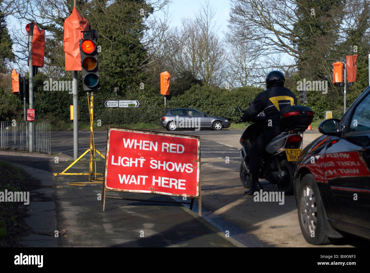 Temporary red light during roadworks England UK Stock Photo Alamy