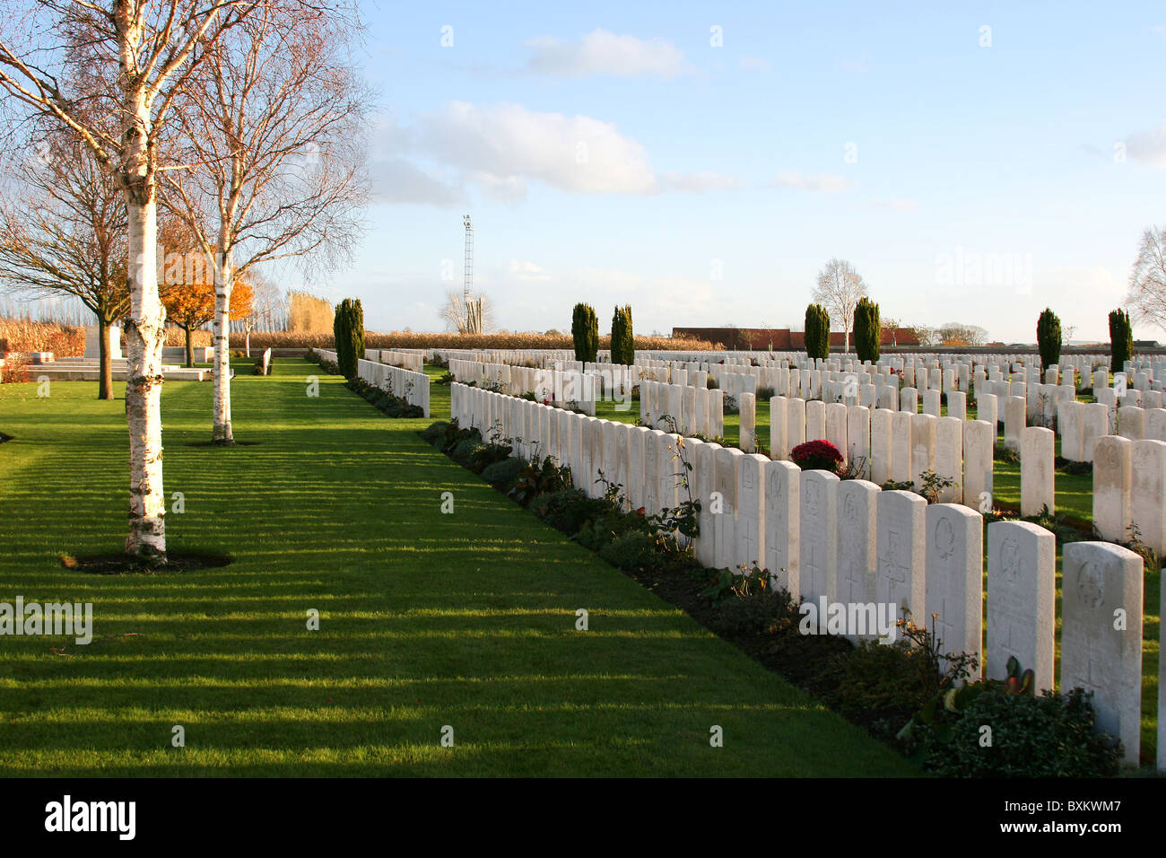 Tyne Cot cemetery at Zonnebeke near Passendale (Passchendaele), Ypres, Belgium Stock Photo